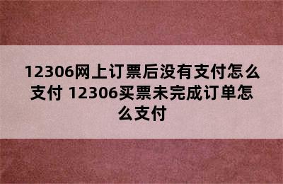 12306网上订票后没有支付怎么支付 12306买票未完成订单怎么支付